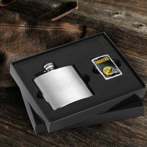 Personalized Pittsburgh Steelers Zippo Lighter and Brushed Flask Gift Set