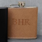 Personalized Tan Stitched-Hide Flask Personalized Tan Stitched-Hide Flask