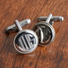 Personalized Silver Round Beaded Cufflinks Personalized Silver Round Beaded Cufflinks