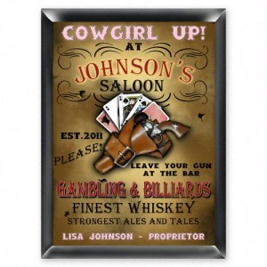 Personalized Cowgirl Saloon Pub Sign