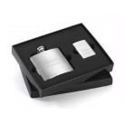 Personalized Brushed Flask and Zippo Lighter Gift Set