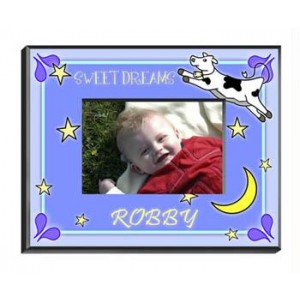 Personalized Boy's Cow Jumping Over the Moon Picture Frame 