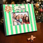 Personalized Green Stripes Holiday Picture Frame Personalized Green Stripes Holiday Picture Frame