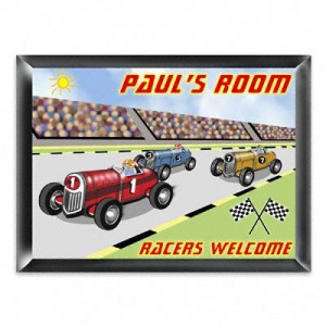 Personalized Racer Room Sign for Boys