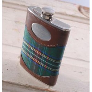 Personalized Green Plaid 8 OZ Flask