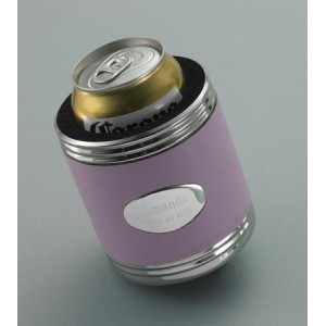 Personalized Pink Leather Koozie