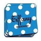 Sapphire Personalized Polka Dot Coaster Set Sapphire Personalized Polka Dot Coaster Set
