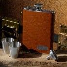 Personalized Tycoon Leather Flask Set Personalized Tycoon Leather Flask Set