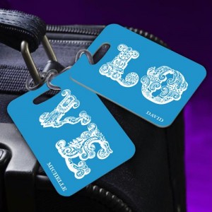 Personalized LOVE Connection Blue Luggage Tag