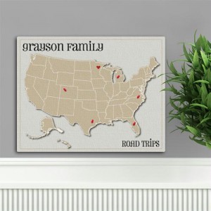 Personalized Heart at Home Family Map Canvas