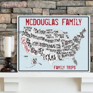 Personalized Sea to Shining Sea Family Map Canvas
