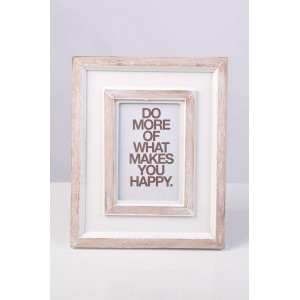 “Happy Life Quote” Print in Natural/White Wood frame  