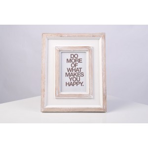 “Happy Life Quote” Print in Natural/White Wood frame  