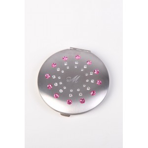 Pocket sized compact mirror with Crystals